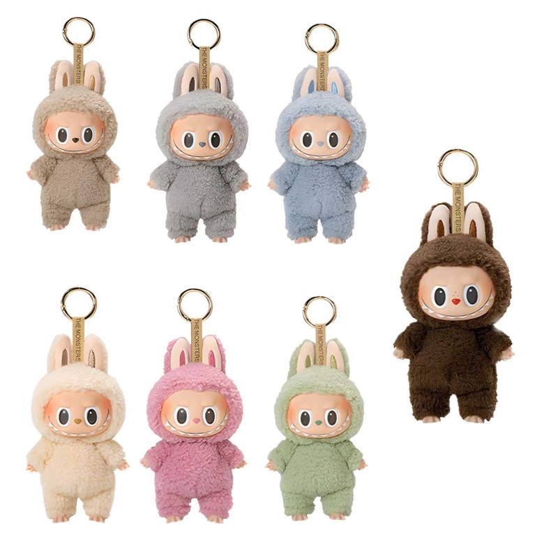 Cartoon figure labubu have a seat keychain monster doll key chains fashion multi colors 2 series bag charms keyring fashion street ph01