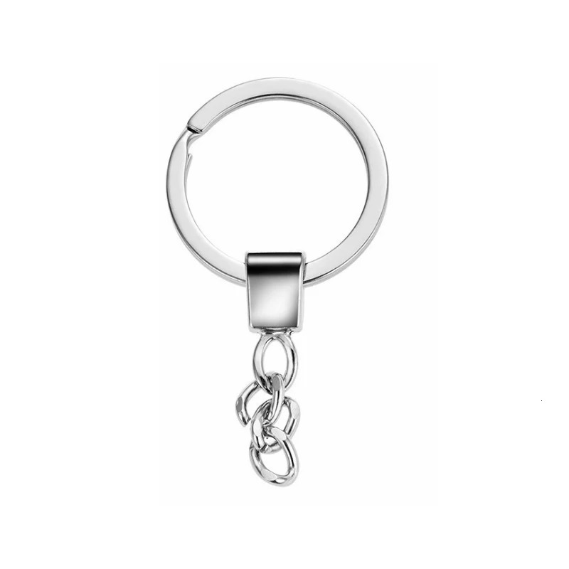 10pcs/lot Polished Silver Color 30mm Keyring Keychain Split Ring With Short Chain Key Ring Men DIY Key Chains Accessorie 250605
