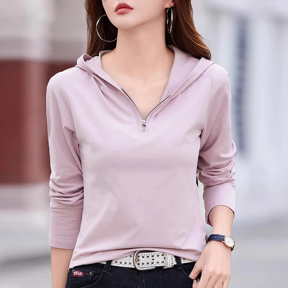 European station hooded long sleeved tshirt womens spring highend light y loose casual oversized top 250604