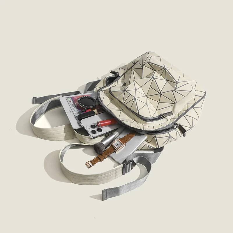 New Korea female Backpacks Women Large Capacity Geometric Female Drawstring Holographic Backpack School Bag