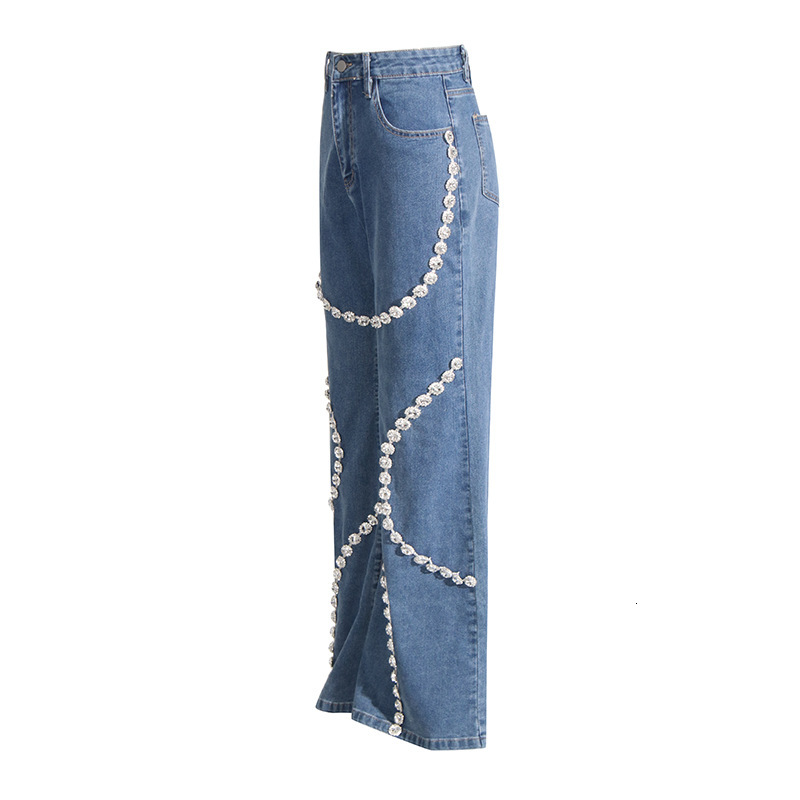 2025 New Women's Pants New Fashionable and Personalized Women's Jeans 2025 Spring New Fashionable Circular Diamond Patch Designer Straight l