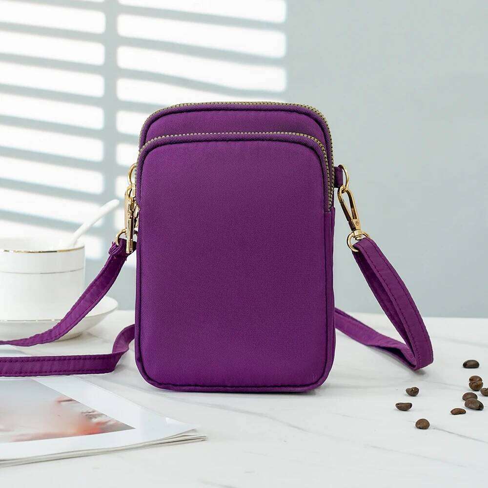 Multi-purpose waterproof wear-resistant large capacity crossbody women's multi-layer zipper neck shoulder mobile phone bag