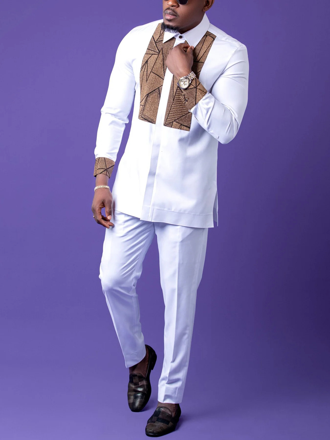 African Traditional Mens Clothing 2Pc Elegant Full Suits Male Pant Sets To Dress Native Outfit Ethnic Dashiki Kaftan 250603