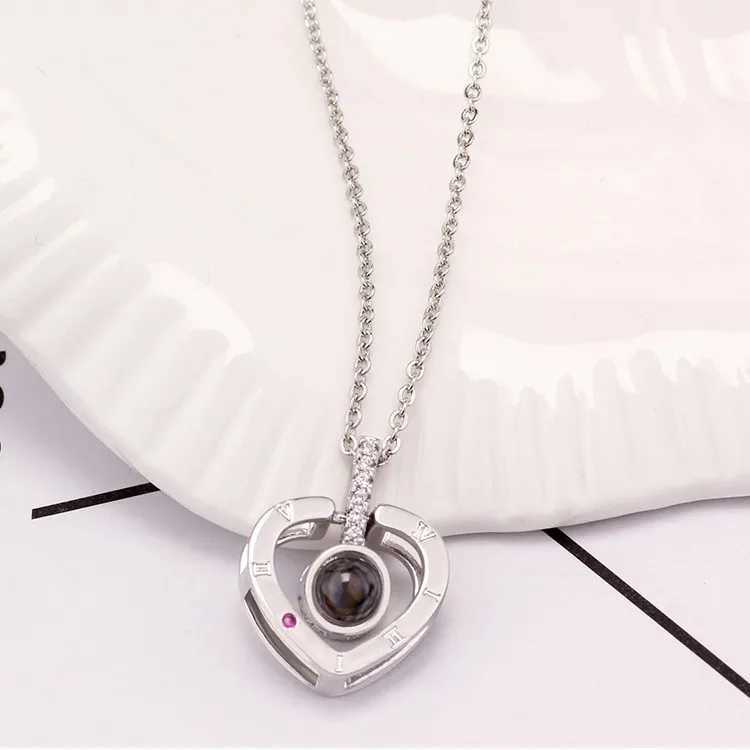 100 languages Projection Necklace For Memory Of LOVE Choker Collier Round Gifts Shaped Dropshipping XJ250604