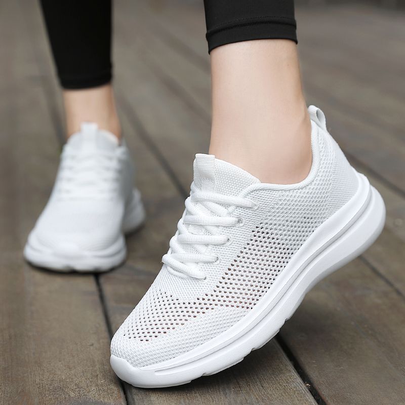 Summer Hollow Breathable Casual Sports For Women Soft Casual Shoes Sole Lightweight Running Mesh All Black Office Work Shoes Ddmysaturn