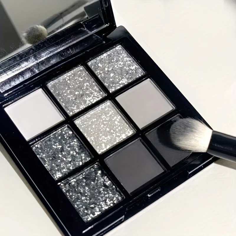 9 Colors Punk Smokey Matte Glitter Eyeshadow Palette Shimmer Eye Shadow Makeup Palette Cool Toned Gray Black Eye Pigment Palette W250605