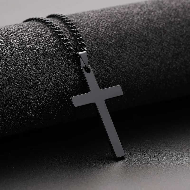 Cross Necklace for Men Gold Black Silver Color Stainless Steel Pendant Simple Jewelry Gifts Cross Chain Necklace for Men Boys XJ250604