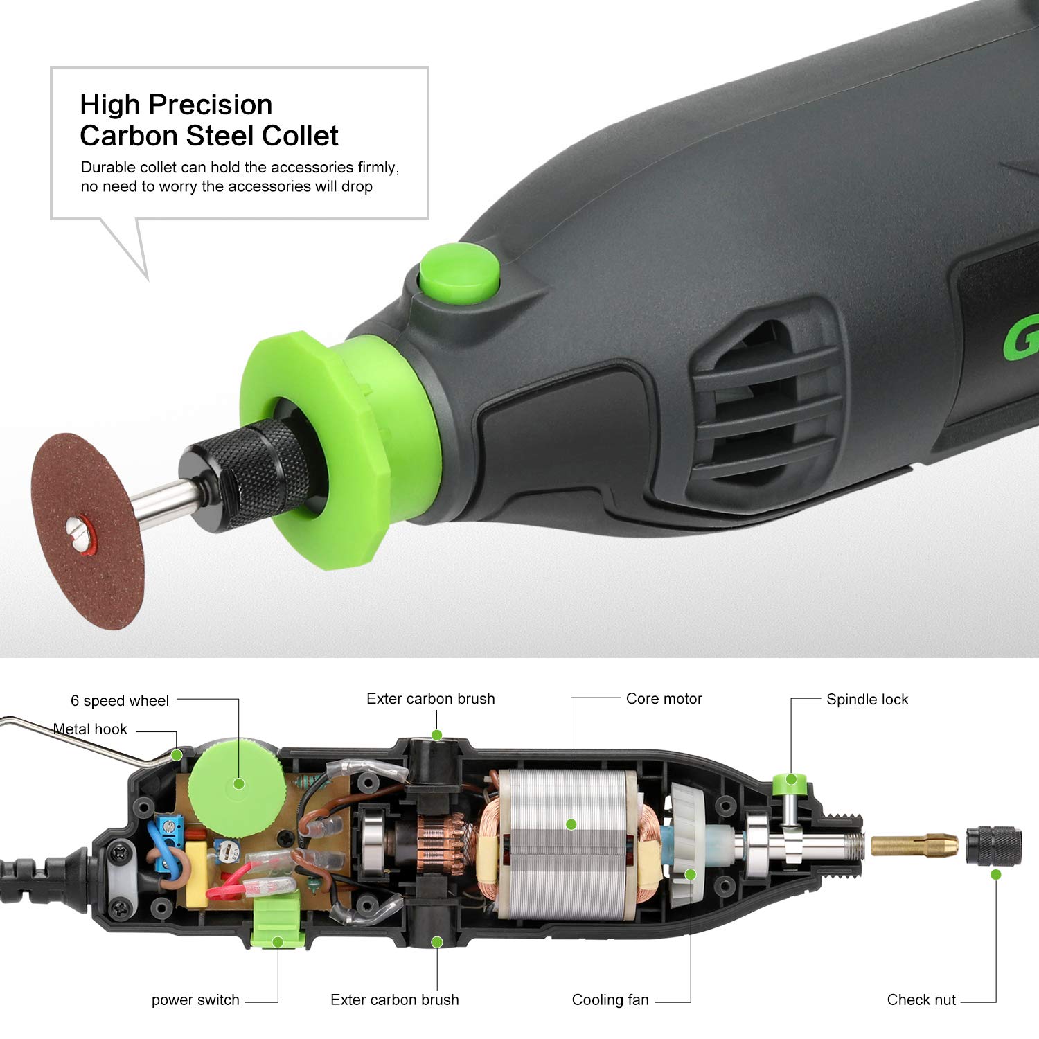 GALAX PRO Rotary Tool Kit, 135W Variable Speed Control 8000-35000 RPM Rotary Tool with 48PCS Accessories Kit for Craft Projects and DIY Projects