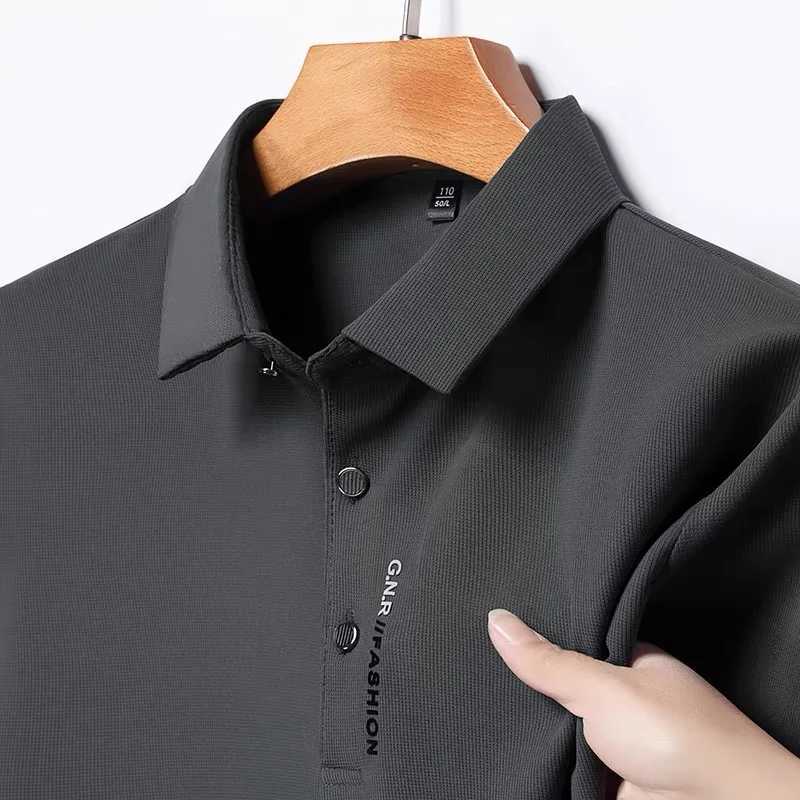 New Summer Mens Lapel Polo Shirt Luxurious Relief Fashion Short Sleeve High-Quality Slim Fit Comfortable Business Casual T-Shirt XJ250605