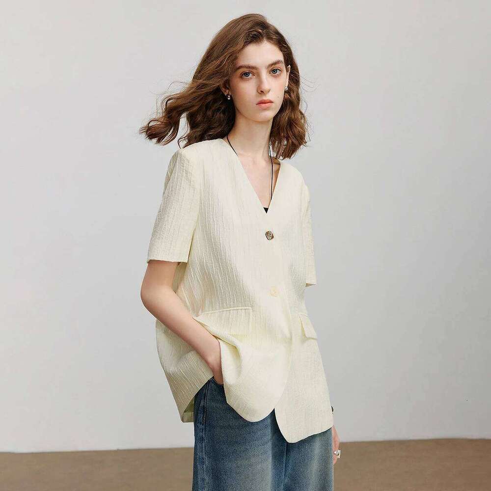 Coats Designer Women TOYOUTH Women Blazer 2025 Summer New Short Sleeve OL Jacket Coat 8525006 Designer