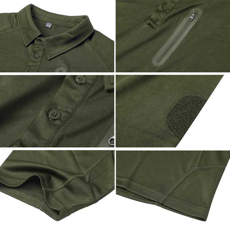 Summer Short Sleeve Tactical Shirt Men Performance Polo Shirts with Zipper Pocket Quick Dry Outdoor Travel Hiking Shirt USA Size XJ250605