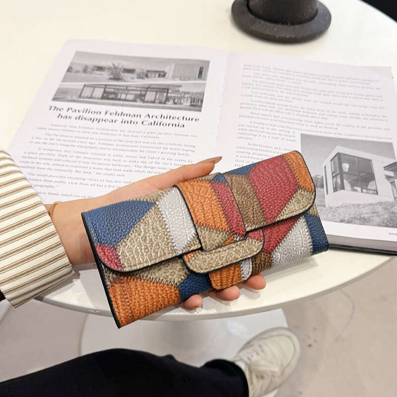New Trendy Women's Long Wallet Patchwork Classic Fashion Money Clip Multi-Card Slot Card Holder
