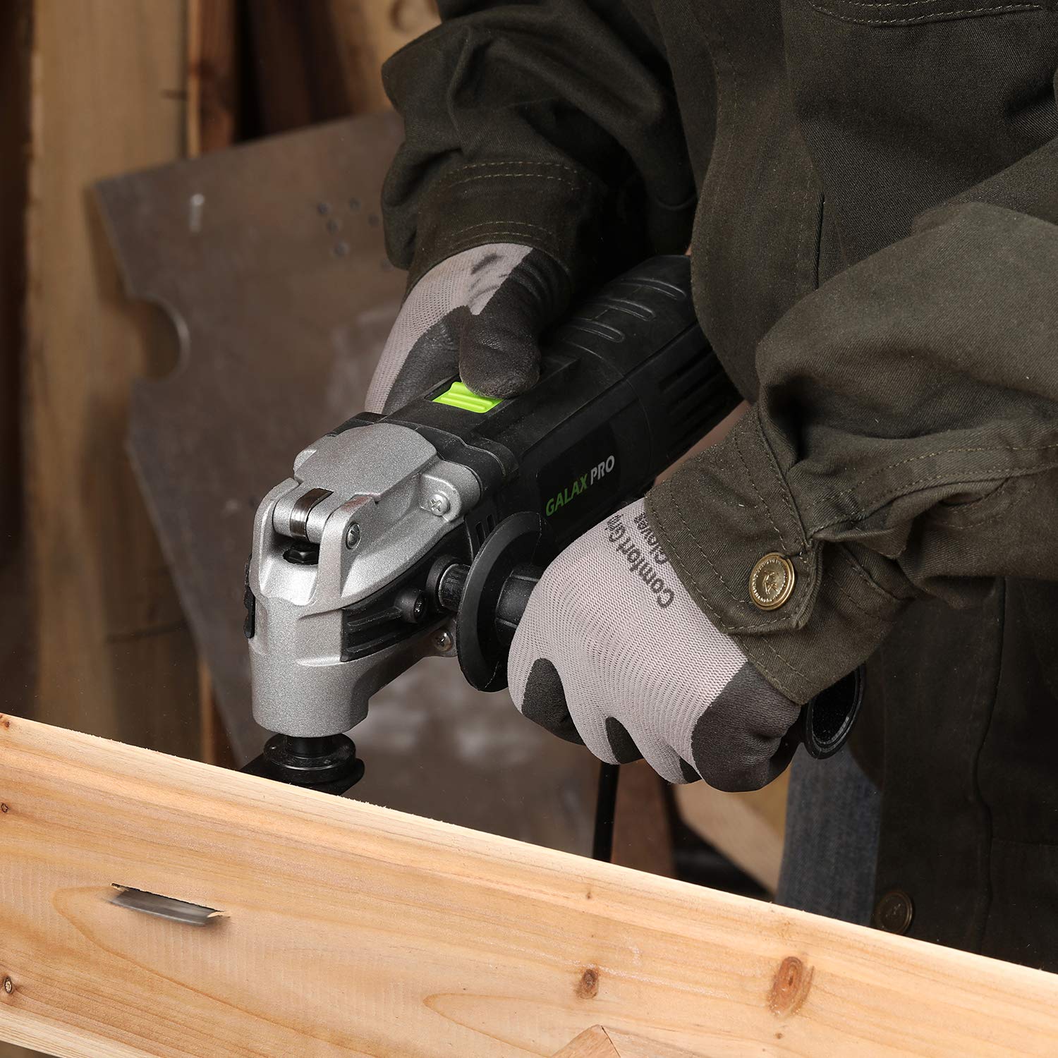 GALAX PRO Oscillating Tool, 400W Multifunction Tool 6 Variable Speed Oscillating Vibration Angle 4 Degrees Quick Change System for Cutting Sanding and