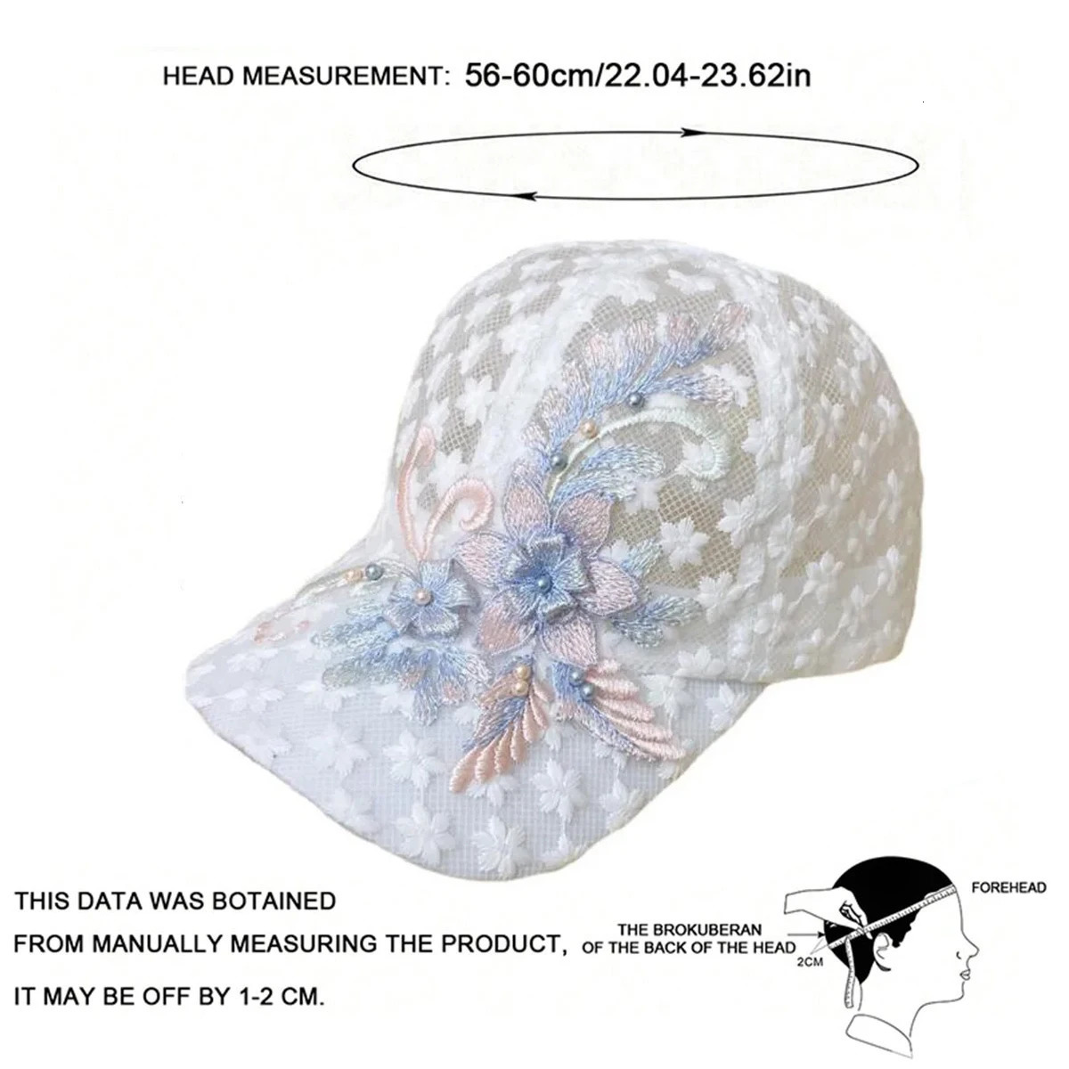 Unisex Lace Flower Embroidery Breathable Baseball Net Caps Adjustable Casual Hats Spring and Summer Outdoor Sunscreen Hat 250603