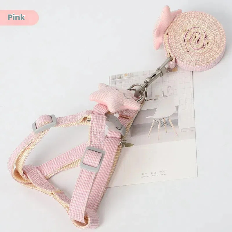 Durable Pet Chest Strap Leash Kit with Houndstooth Pattern & Safety Fasteners
