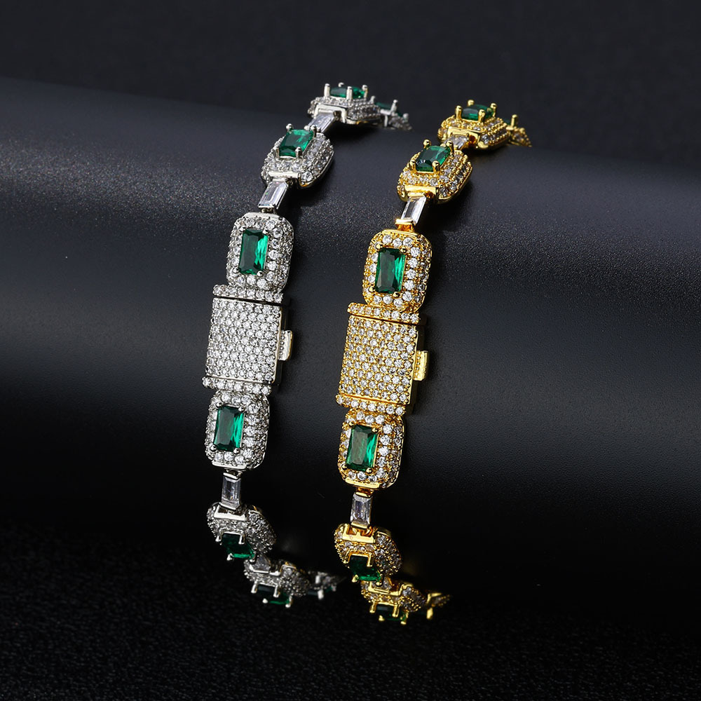 Hip Hop Colorful Jewelry Bracelet Hand Accessories for Women High-end Sense Emerald Moissanite Bracelet