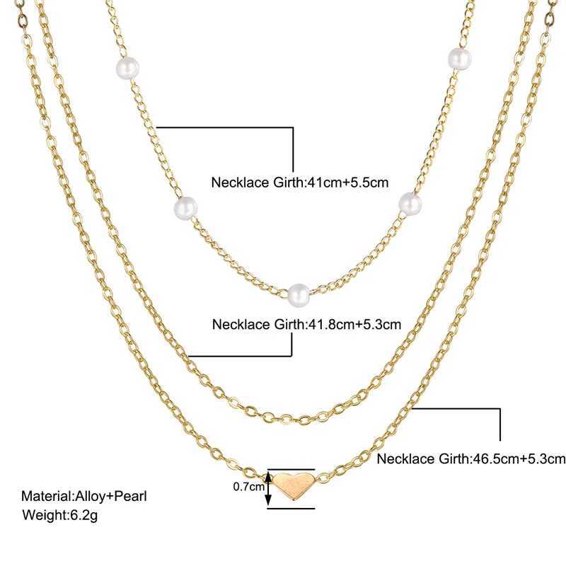 Multilayer Pearl Cross Love Heart Pendant Necklaces for Women Gold Color Fashion Collarbone Neck Chain 2024 Trend Jewelry Gift XJ250604