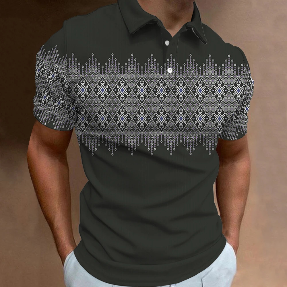 2024 Fashion Mens Polo TShirts 3d Patchwork Plaid Print Street Tops Daily Casual Short Sleeved Tees HighQuality Male Clothing 250527