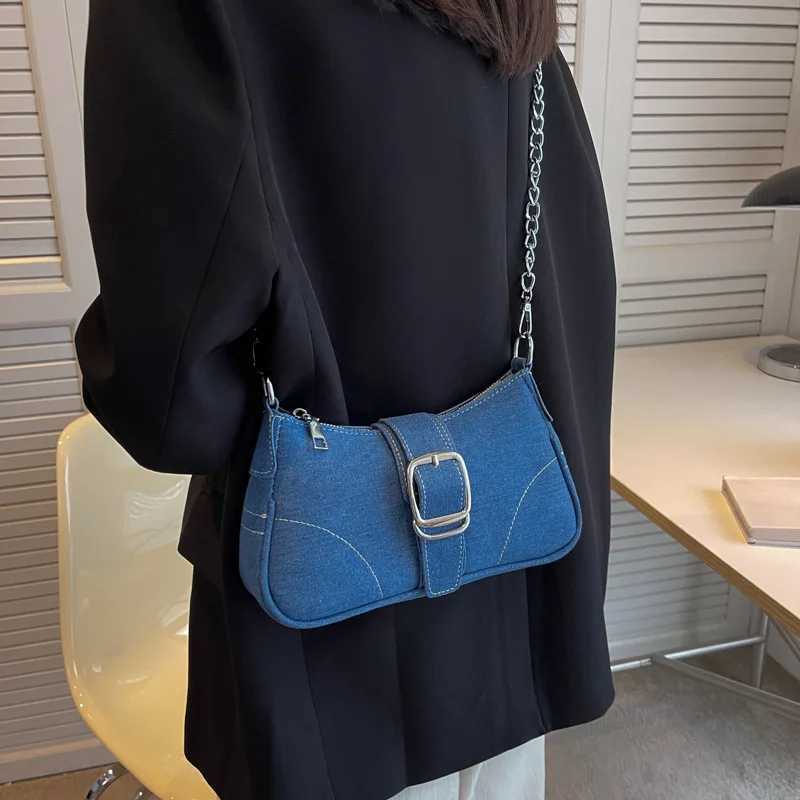 Denim Shoulder Bag Chain Jeans Bags Fi Trend Ladies Messenger Bag HighQuality Underarm Purse Handbag Womens Handbags XJ250605