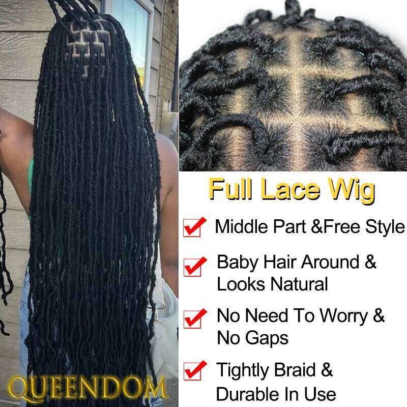 40 Inch Jumbo Braids Synthetic Women Passion Twist Distressed Butterfly Locs Braid Full Lace Box Braided Pre Looped Wig