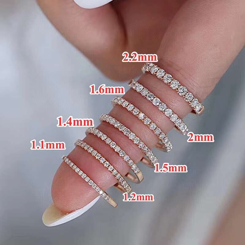 Tiny Wedding Band in 10K Gold Half D Colored Moissanite Eternity Band