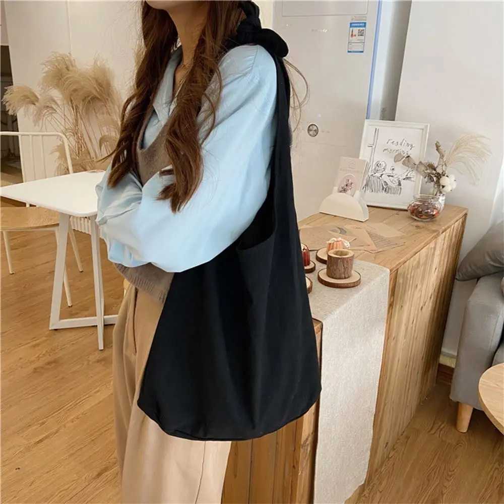 Solid Color Tote Bag Leisure Multicolor Daily Shoulder Bag Large Capacity Casual Knot Cloth Bag Women Girls Underarm Bag XJ250605
