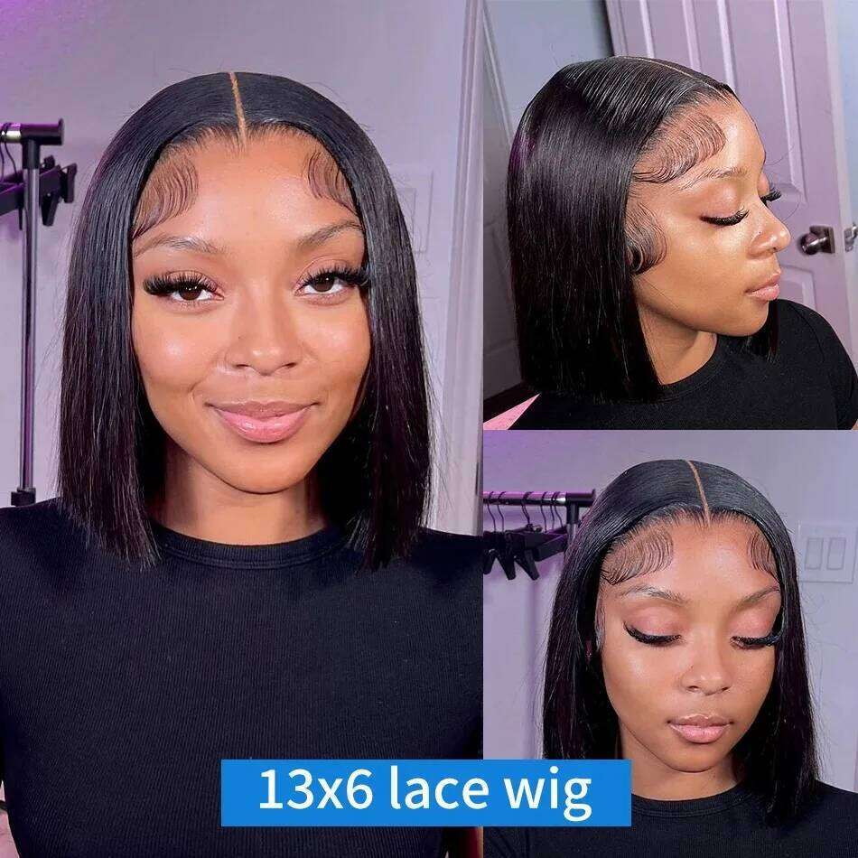 Bob Straight Transparent 13x4 Front 13x6 Frontal Wig 100% Human Hair HD Lace Wigs For Women