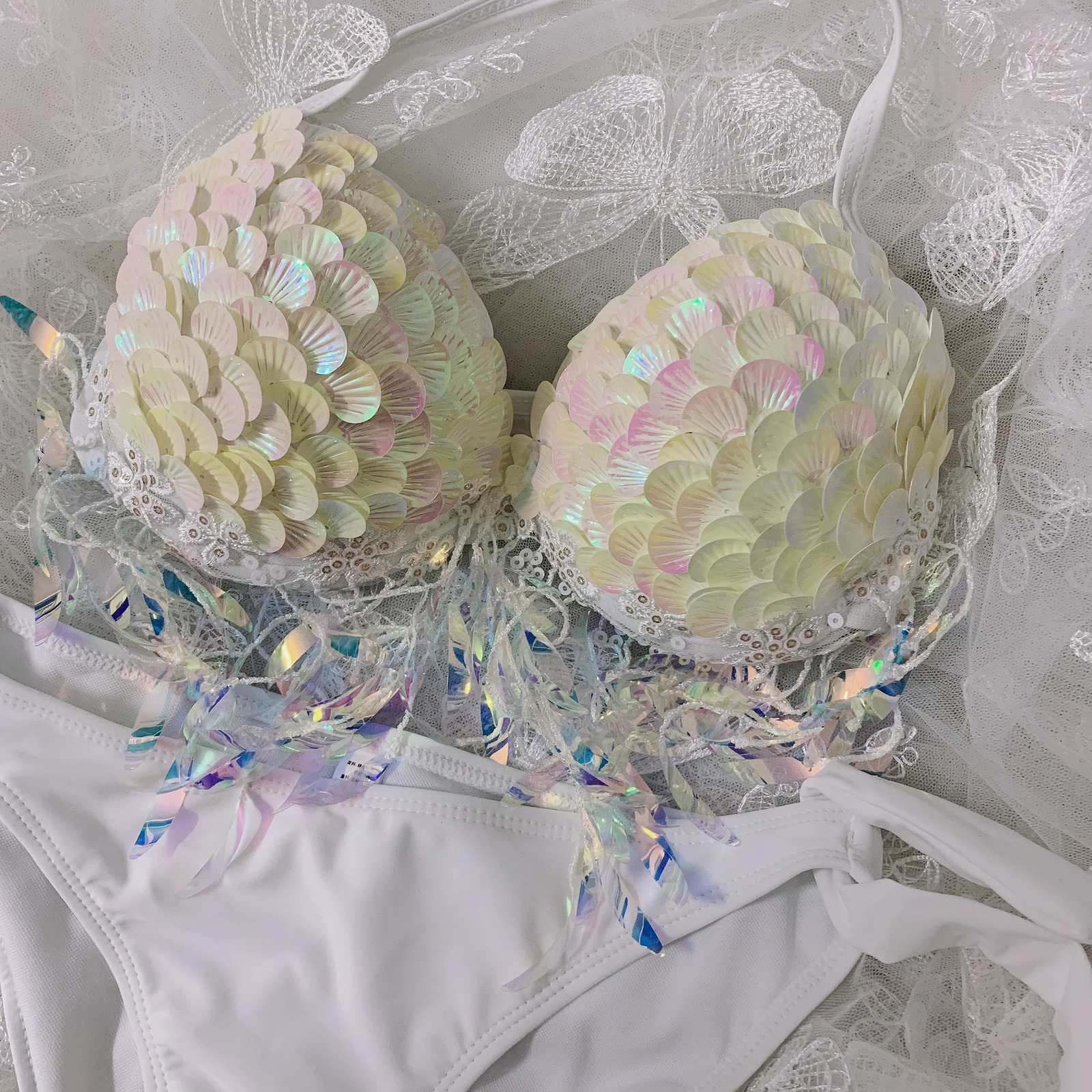 Mermaid Bra Sequin Corset Free Dive Bikini Oceanarium Performance Clothes Electric Festival Cosplay 250530