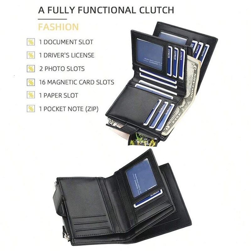 Credit Card Holder Wallet for Men and Women Purse RFID Blocking Leather Money Bag Gifts 250605