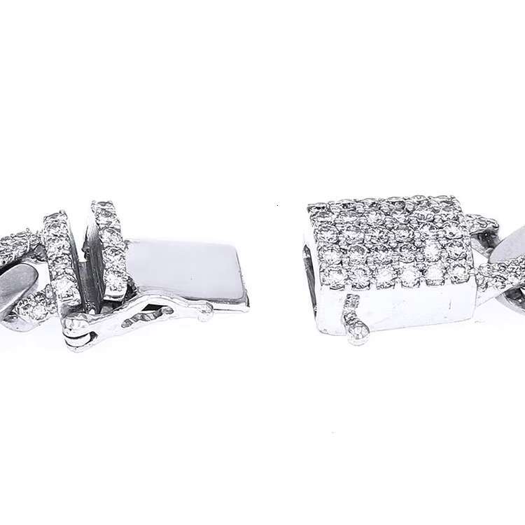SGARIT Hip Hop Jewelry 5.95CT VVS Moissanite Diamond Cuban Chain Necklace 9MM 10K White Gold Miami Cuban Link Chain