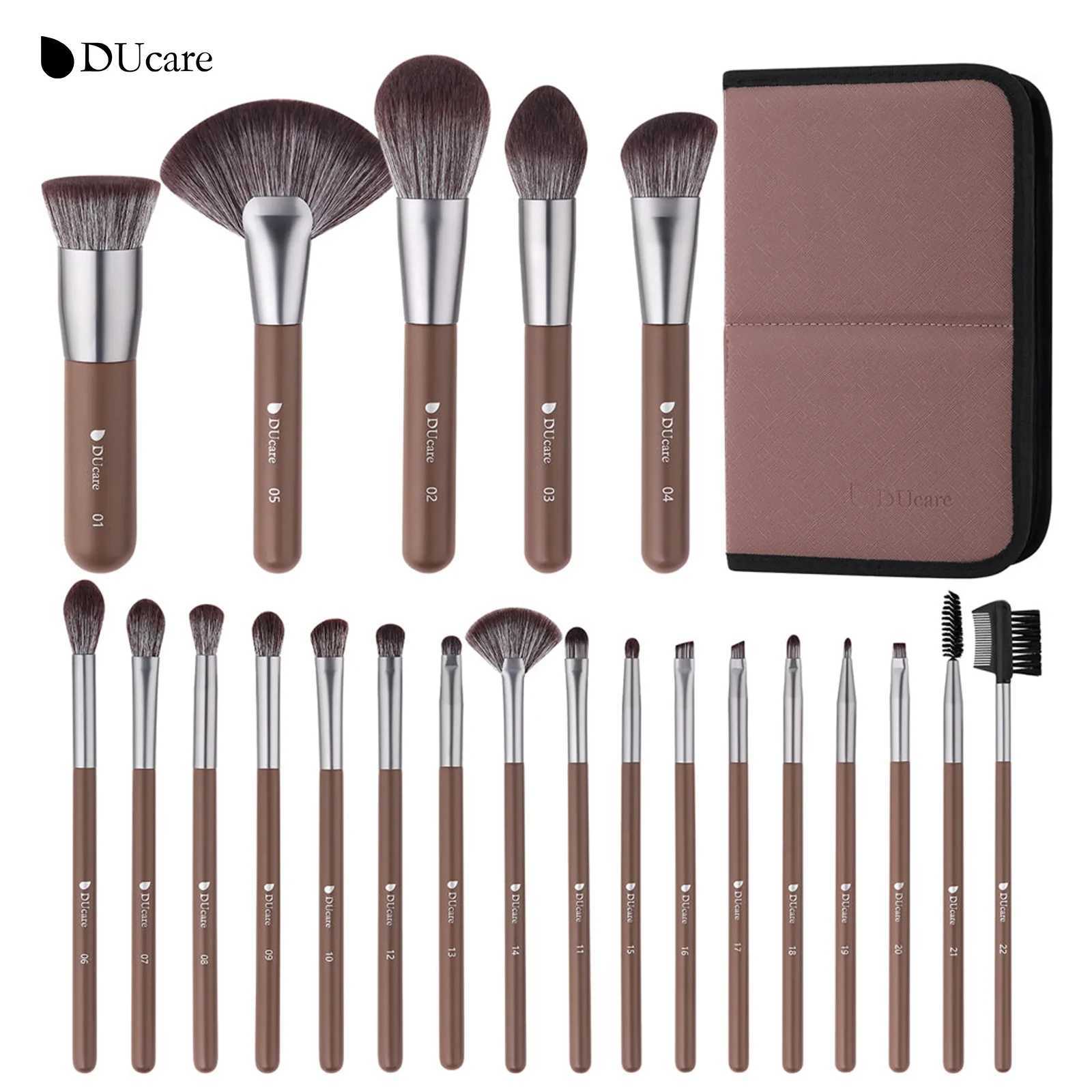 DUcare Makeup Brushes 22Pcs With Foldable BAG Nylon Hair Fan Powder EyeShadow Blending Eyeliner Eyebrow Cosmetic Makeup Brushes W250605