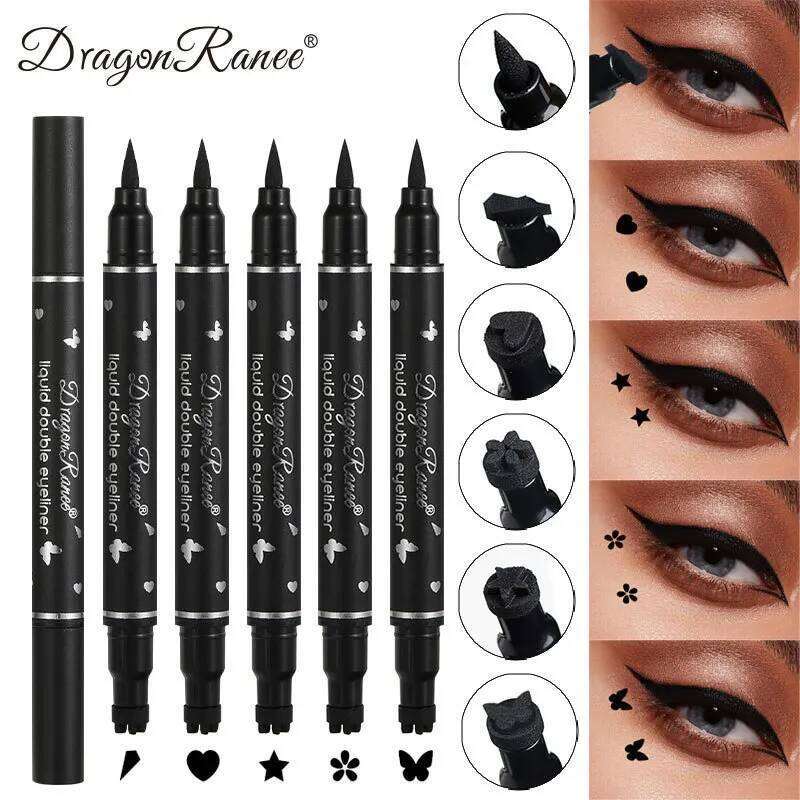 Dragon Ranee Double head Star Seal Eyeliner waterproof non-smudging novice heart plum embellished eye tail eyeliner free shipping