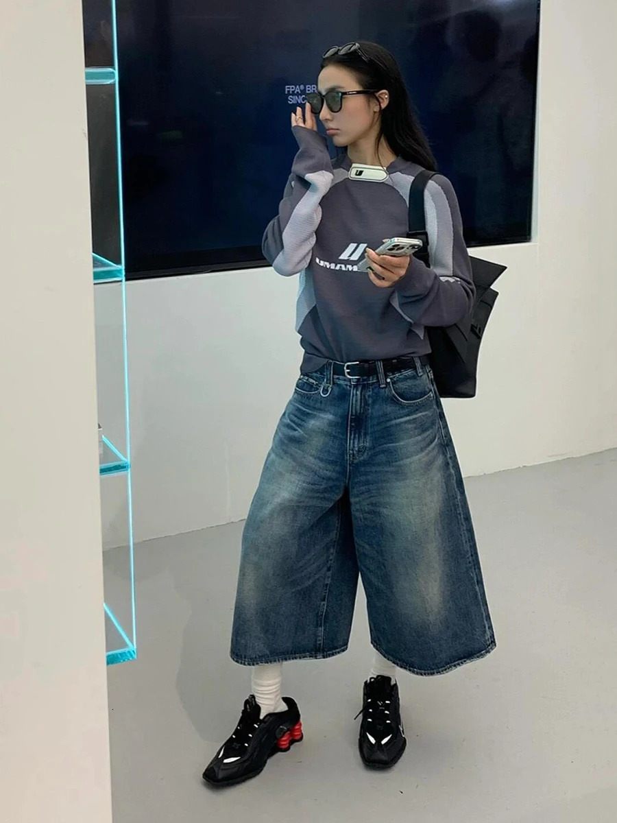 REDDACHiC Key Ring Whiskers Baggy Jorts for Women Boyfriend Vintage Wash Low Waist Wide Leg Denim Shorts Casual Summer Clothes 250604