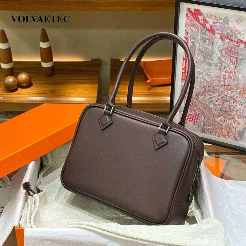 Women's Bags Designer First Layer Cowhide Women's Versatile Handbag Large Capacity Real Leather Vintage Boston Shoulder Messenger Bag Commut