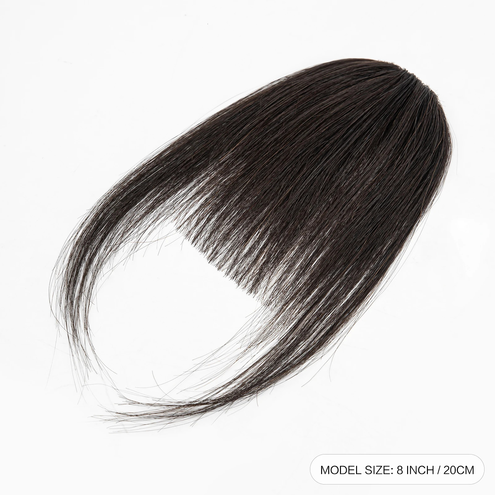 1Pc Human Hair Bangs OverHead Clip in Hair Extensions Natural Hairs Wispy Bangs Fringe Hairpieces for Women in Air Bangs Brown 250529