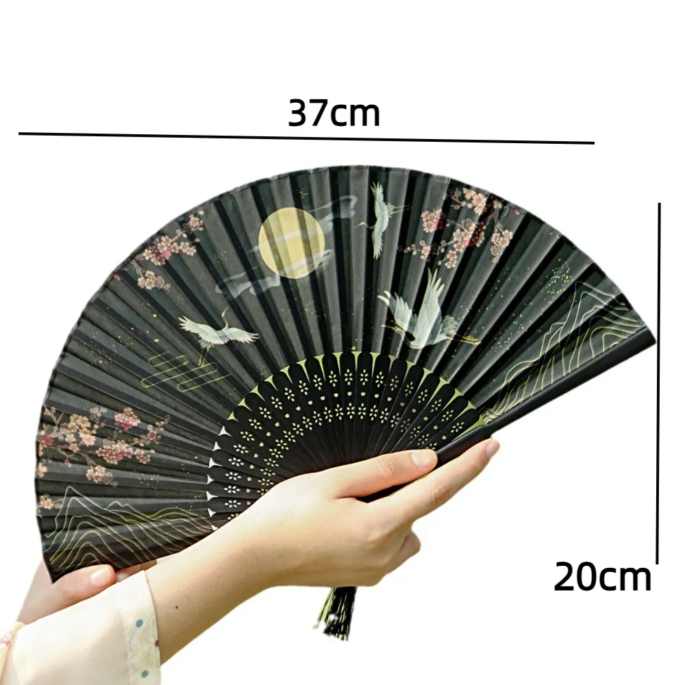 Bamboo Chinese Style Vintage Silk Folding Shank Classical Dance Tassel Elegent Female Hand Fan Dwe74 Home Decor