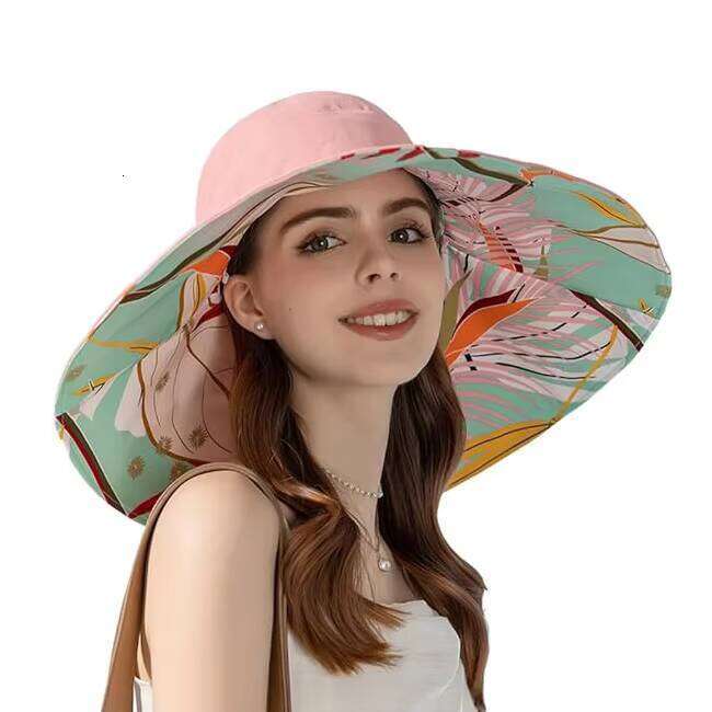 Super Wide Brim Sun Hat for Women UV Protection Summer Beach Reversible Double Side Wear Bucket Cap