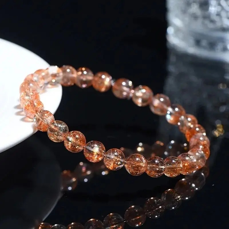 7A Grade Pure Natural Golden Sun Bracelet Single Circle Orange Arusha Crystal Round Beads Hand String Couple Lucky Nafu Jewelry 250604