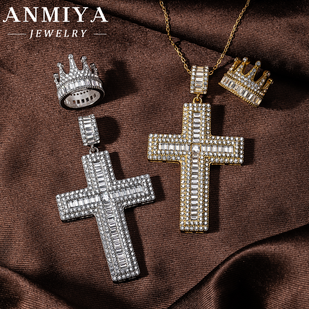 Luxury 925 Silver Jewelry Cross Pendant Necklace with Crown Design and Zircon Inlay for Special Occasion