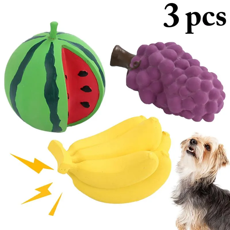 Latex Pet Sound Chew Toy Interactive Pet Bite Toys Creative Fruit Shape Pet Squeaky Toy Pet Supplies Dog Favors 3pcs/Pack