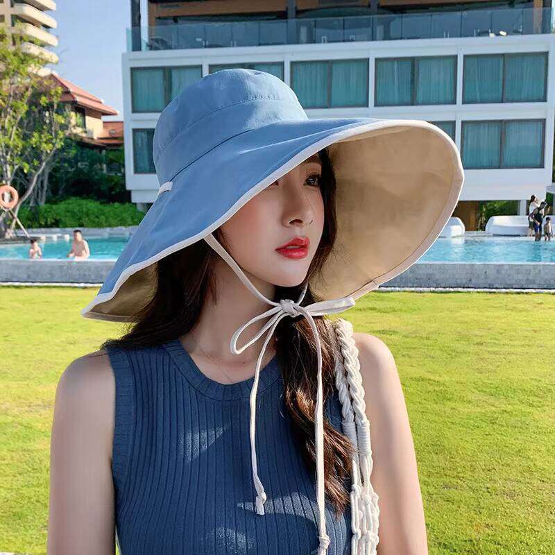 Wholesale Beach Sun Ladies Summer UV protection Sunscreen Foldable Big Brim Sun-proof Hat