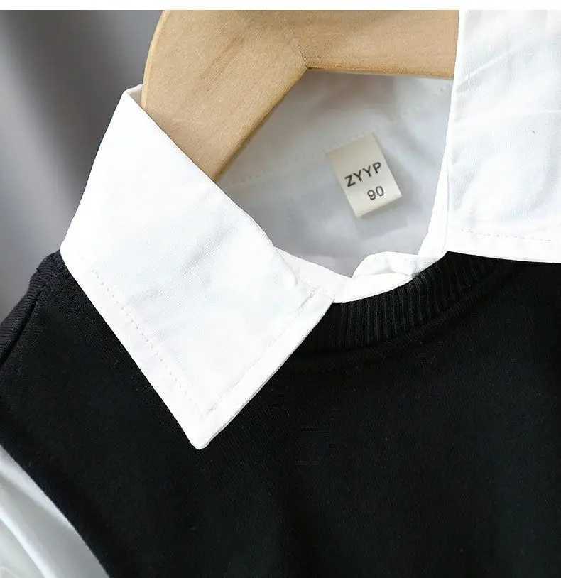 Boys clothing set Spring and Autumn new childrens college style shirt vest pants 3-piece set Kids Outfits 90-140cm R250605