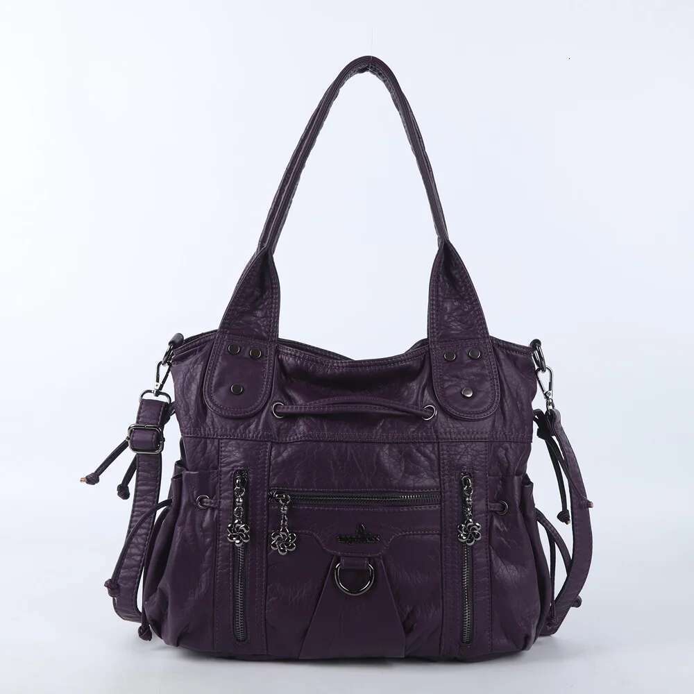 Black Women Handbags Satchel Brand Top-handle Handbag PU Shoulder Dumpling Fashion Multi-pockets Crossbody Bag