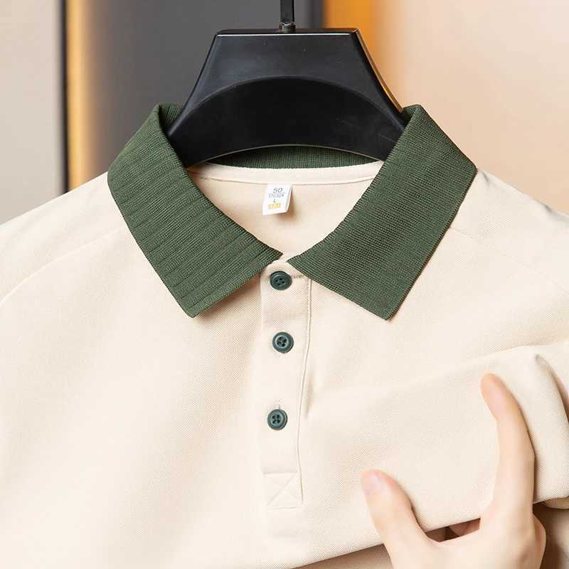 Leisure Korean Green Fashion Collar Short Sleeved Polo Shirt Summer Loose Middle Aged and Young Trendy Mens T-shirt XJ250605