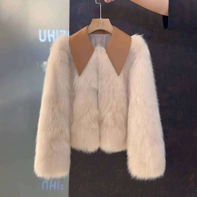 Skin Hair One Body Korean Temperament Autumn And Winter New Ladies Jacket Fashion Slim Fur 2023 Small Fragrance Short Coat Woman