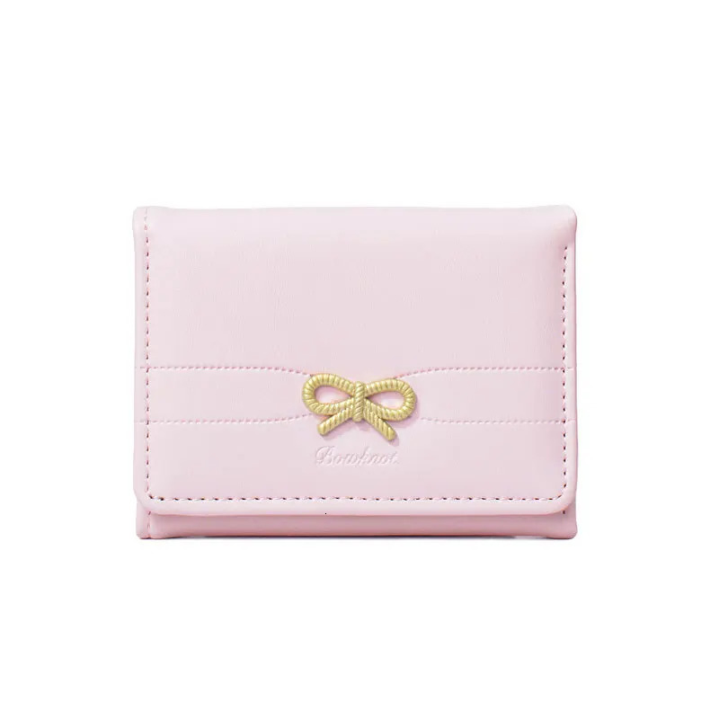 Fashion Wallets Girls Cute Bow Small Wallet Aesthetic Card Holder Classic Three Fold Purse For Women Student Simple Coin Pouch 250605