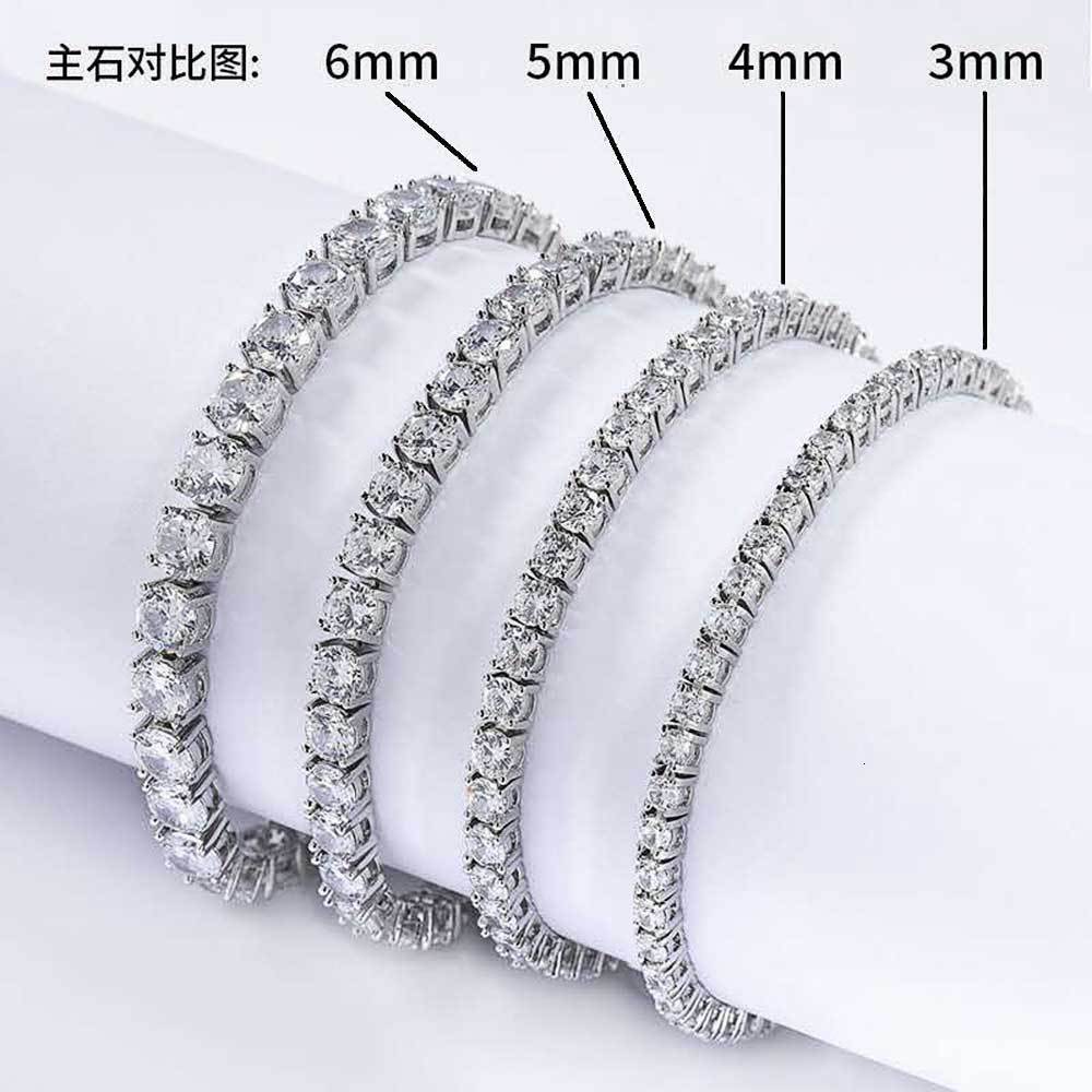 Hip Hop 925 Silver Moissanite Tennis Bracelet Trendy Personality Mens Bracelet Jewelry