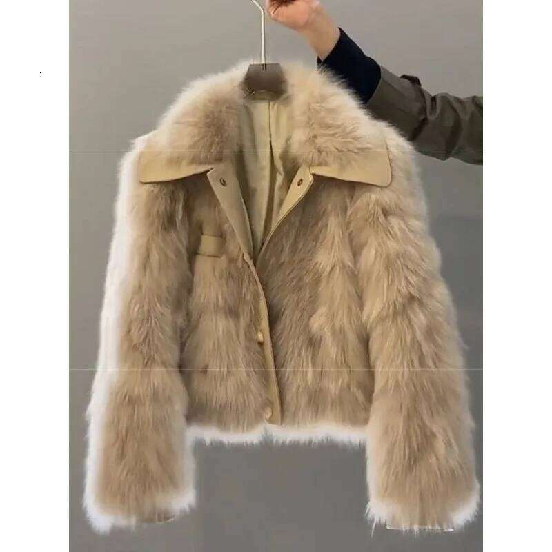 Fragrant Winter 2024 Small Person Thickened Temperament Short Girl Coat Simple Fashion Faux Women Fur Jacket