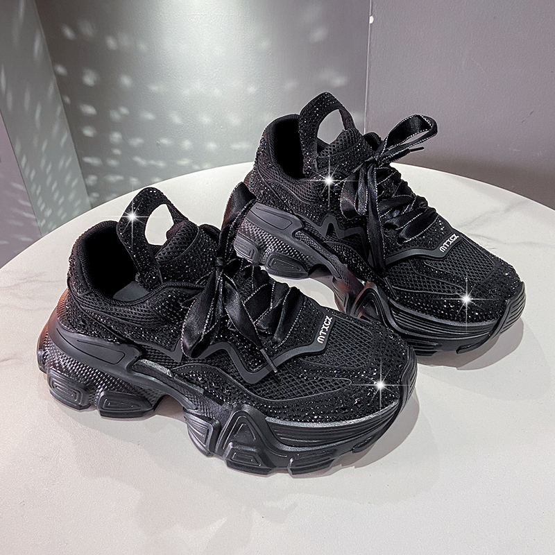 Top Quality Luxury Sneakers Women Skate Shoes New Rhinestone Women Casual Shoes Platform Shiny Women's Outdoor Non Slip Running Shoes Crystal Par