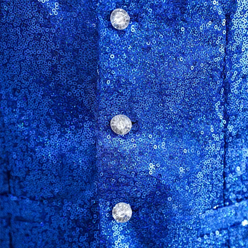 Men Sequin Suit Vest Gold Silver Black Red Fashion Singer Host Pianist Stage Performance Dress Waistcoat 250605Z